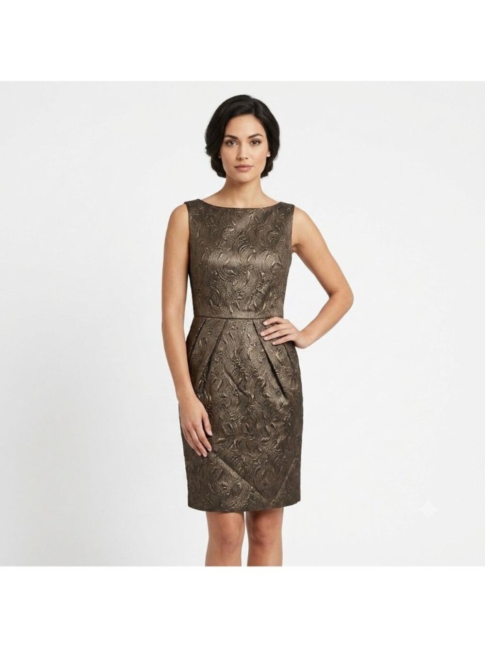 Banana Republic Brocade Bronze Metallic Sheath Cocktail Party Dress Women Size 4